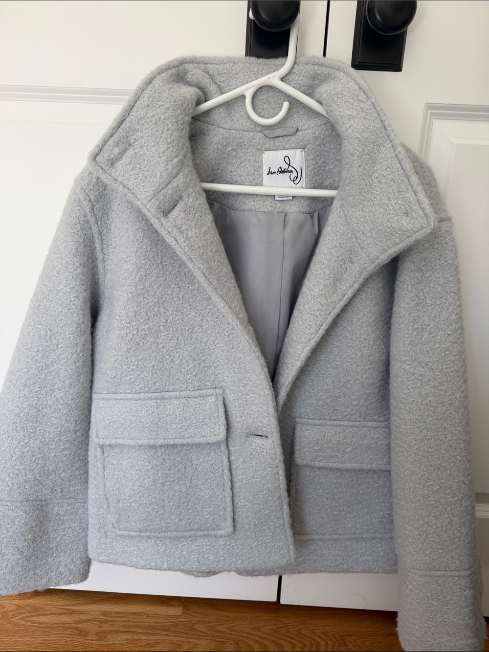 Sam Edelman Light Gray Bouclé Jacket with Patch Pockets